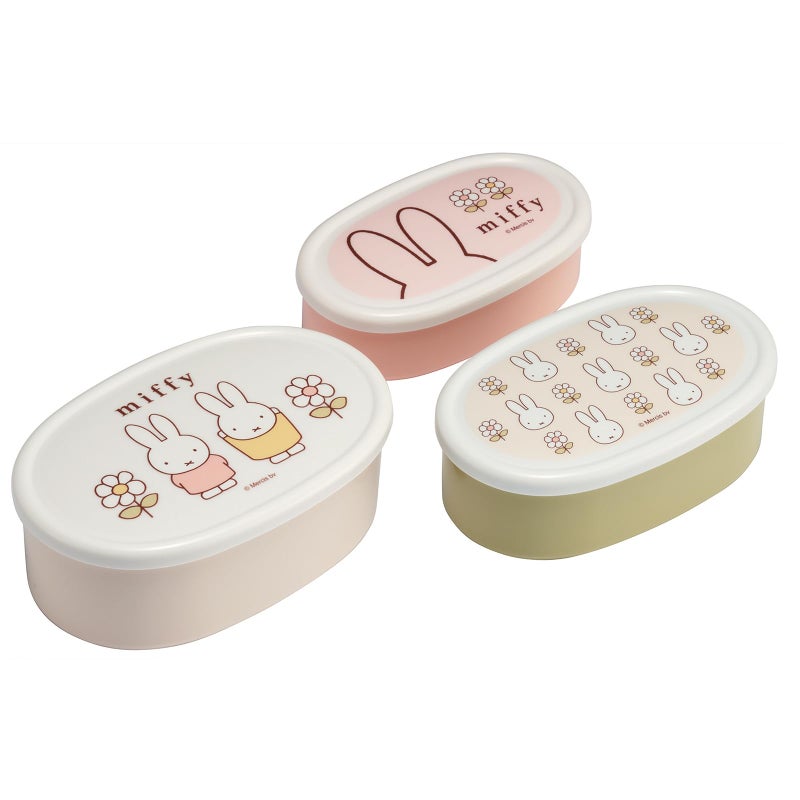 Skater Miffy Food Storage Container Set (3-Piece) - Miffy Design Bento Box, Lunch & Snack Containers, Reusable Food Organizer - Image 1