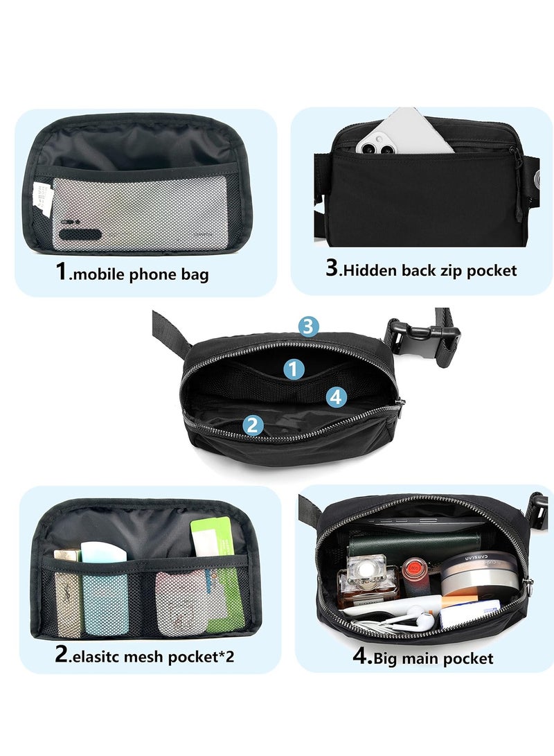 GUDOO Belt Bag Waist Pack Crossbody Bags for Running Hiking Travel Workout Adjustable Strap for Women black Small Stylish - Image 5