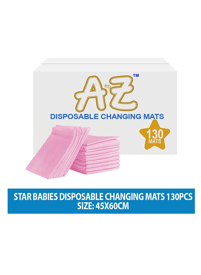 A to Z - Disposable Changing Mat size (45cm x 60cm) Large- Premium Quality for Baby Soft Ultra Absorbent Waterproof - Pack of 130 - Pink - Image 2