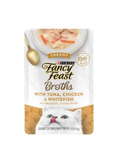Fancy Feast Y Feast Lickable Wet Cat Food Broth Topper, Creamy With Tuna, Chicken, And Whitefish  (Pack Of 16) 1.4 Oz. Pouches  - Image 1