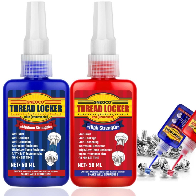 GNEOCO Thread Lock Blue and Red Threadlocker Medium and Strong Strength Thread Locker for Nuts Bolts Fasteners and Metals Anaerobic Curing Screw Glue to Prevent Loosening Blue and Red - Image 3