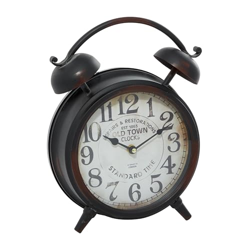 Deco 79 Metal Clock with Bell Style Top 10 x 4 x 13 Black - Image 1