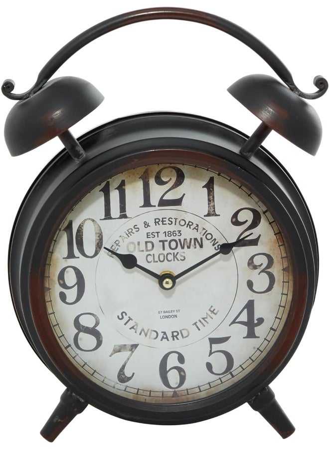 Deco 79 Metal Clock with Bell Style Top 10 x 4 x 13 Black - Image 3