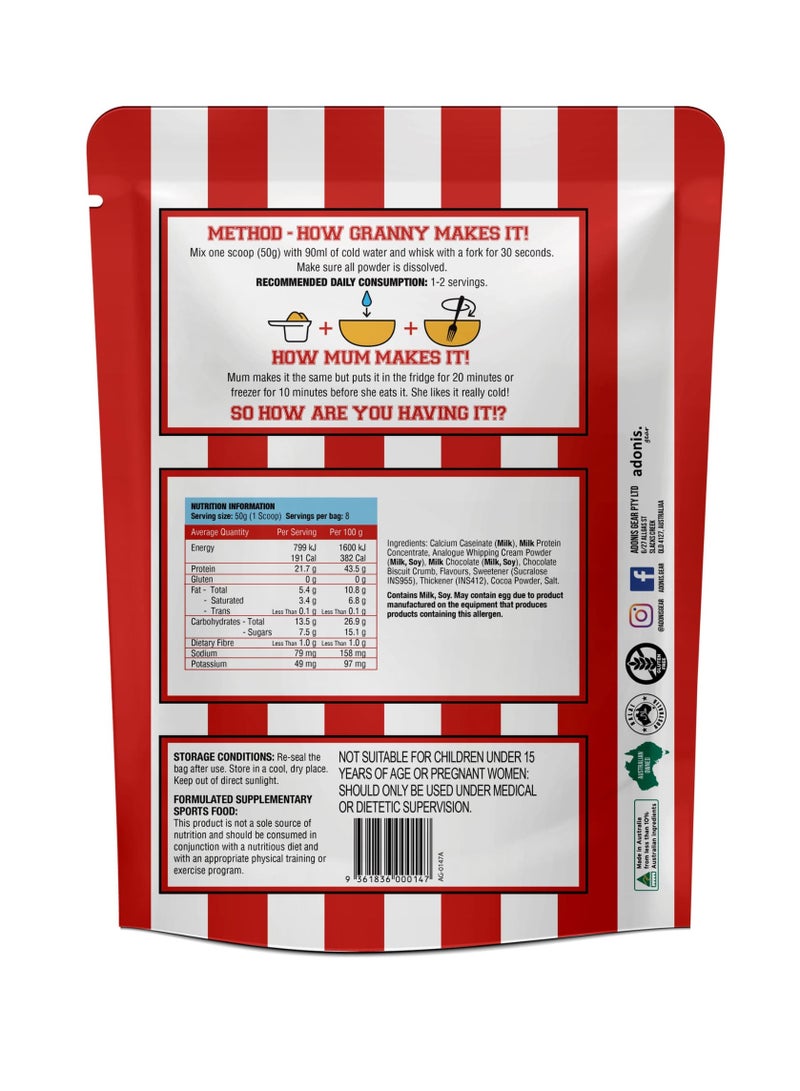 آدونیس وجبة خفيفة من بروتين الكازين بعجينة الكوكيز، بنكهة شوكو بوينو، 400 غرام - Image 2