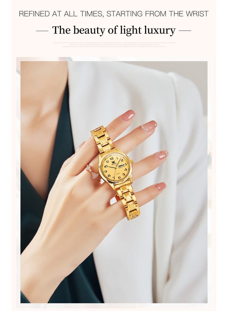 أوليفز ساعة OLEVS للسيدات من الفولاذ المقاوم للصدأ مقاومة للماء، عرض تناظري كبير وسهل قراءة التاريخ للسيدات - Image 5