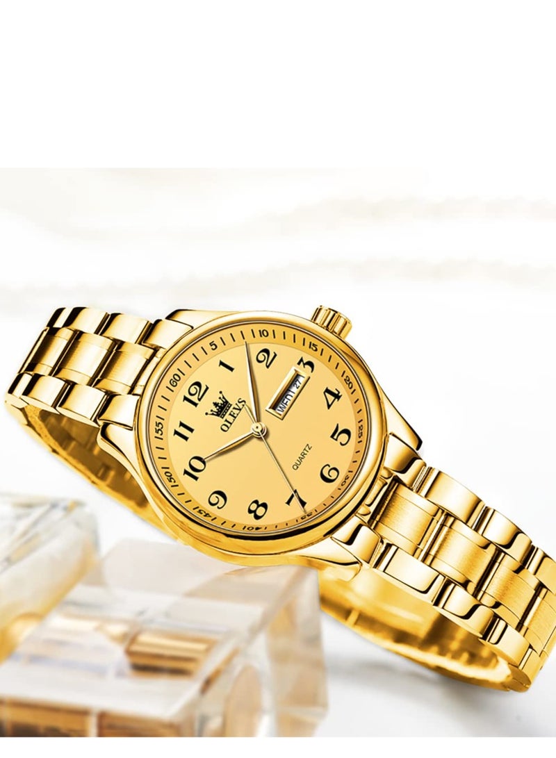 أوليفز ساعة OLEVS للسيدات من الفولاذ المقاوم للصدأ مقاومة للماء، عرض تناظري كبير وسهل قراءة التاريخ للسيدات - Image 2