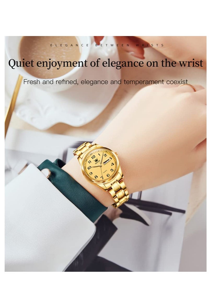 أوليفز ساعة OLEVS للسيدات من الفولاذ المقاوم للصدأ مقاومة للماء، عرض تناظري كبير وسهل قراءة التاريخ للسيدات - Image 4