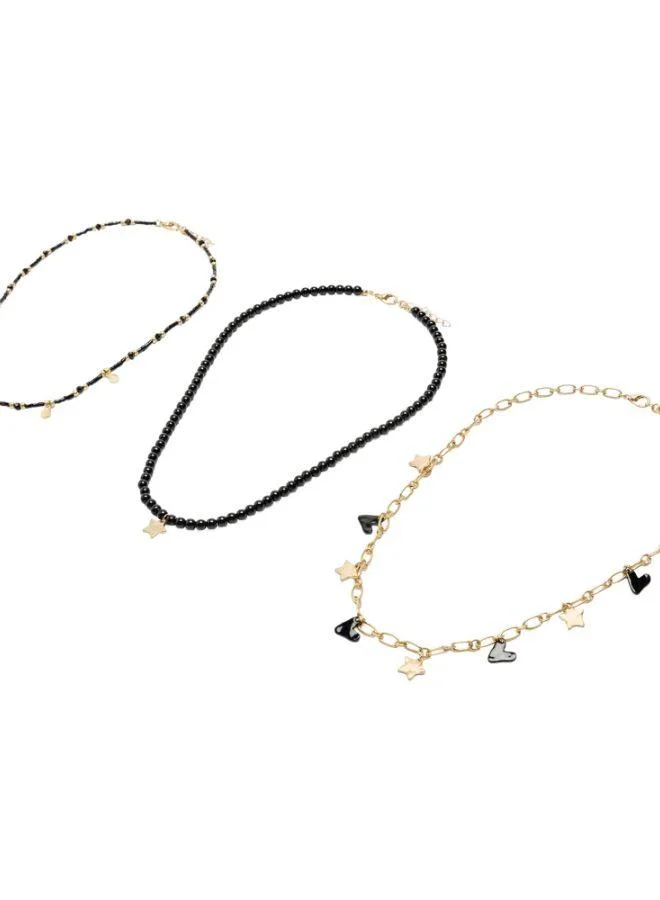 Parfois Black Set Of Short Necklaces With Beads for Women | Best Price UAE