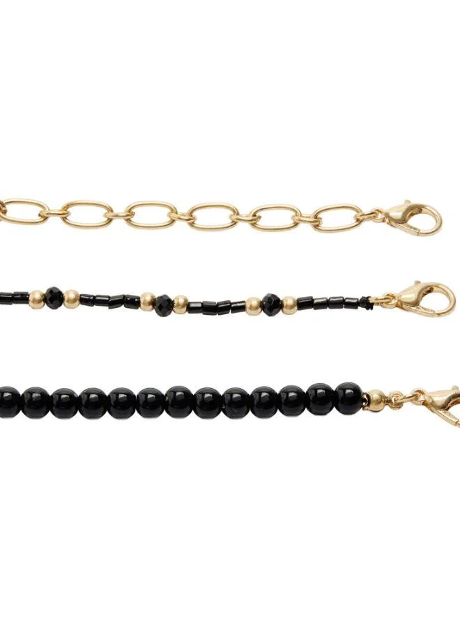 Parfois Black Set Of Short Necklaces With Beads for Women | Best Price UAE