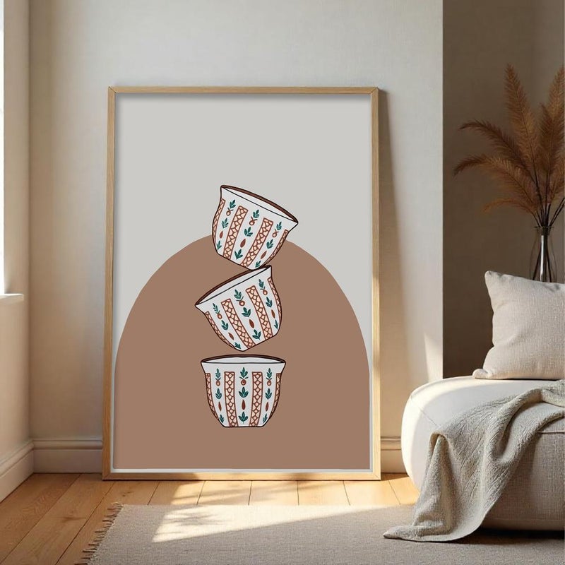 Marktna One canvas painting with a Najdi art design and a hollow frame, measuring (50×70), one piece - Image 1