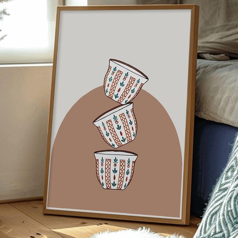 Marktna One canvas painting with a Najdi art design and a hollow frame, measuring (50×70), one piece - Image 3