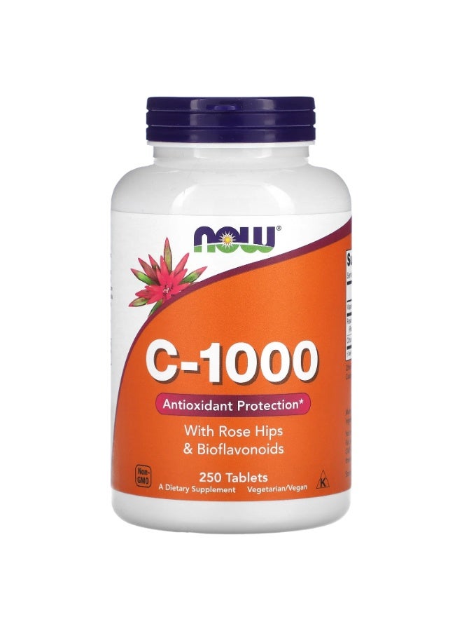 Now Foods Vitamin C 1000 With Rose Hips And Bioflavonoids 250 Tablets - Image 1
