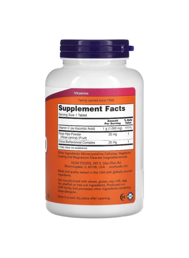 Now Foods Vitamin C 1000 With Rose Hips And Bioflavonoids 250 Tablets - Image 3
