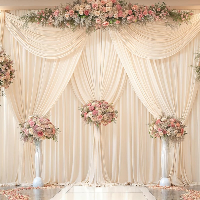PARTISKY 24x10FT Champagne Backdrop Curtains for Wedding Parties, Wrinkle Free Polyester Photography Backdrop Drapes for Wedding Baby Shower Birthday Parties Stage Background Stand Decorations 4x10ft,6 Panels - Image 5