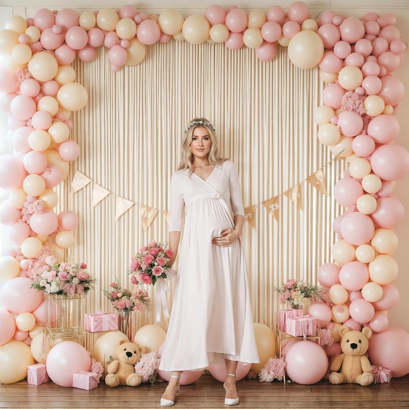 PARTISKY 24x10FT Champagne Backdrop Curtains for Wedding Parties, Wrinkle Free Polyester Photography Backdrop Drapes for Wedding Baby Shower Birthday Parties Stage Background Stand Decorations 4x10ft,6 Panels - Image 3