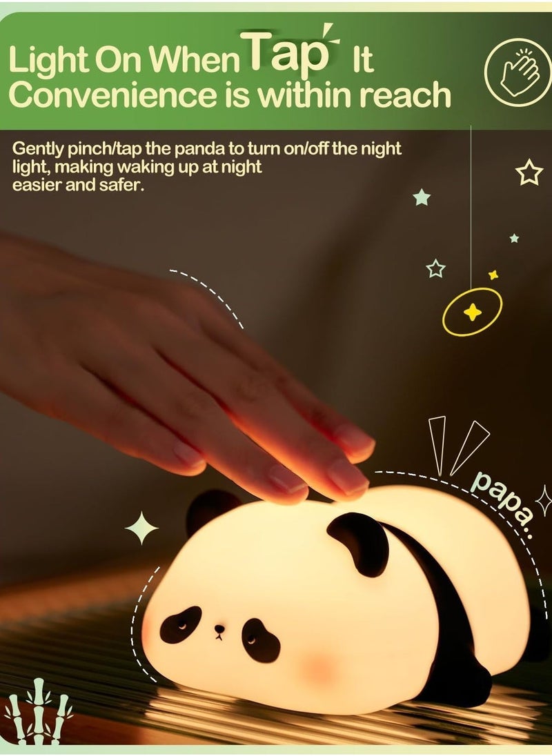 ELTRAZONE Cute Panda Night Light, LED Novelty Animal Night Lamp, 3-Level Dimmable Nursery Nightlight, Rechargeable Bedside Touch Lamp for Breastfeeding, Toddler & Baby Room Decor, Cool Gifts for Kids (Multi) - Image 1