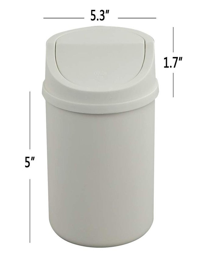 Fiazony Tiny Trash Can with Swing Lid, Plastic Desktop Mini Waste Can, White - Image 3
