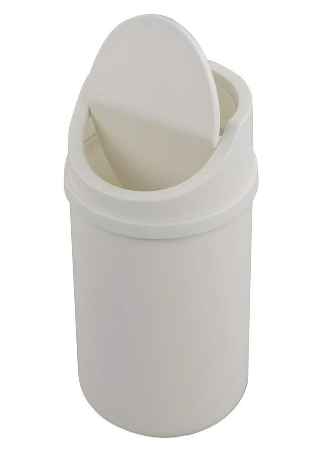 Fiazony Tiny Trash Can with Swing Lid, Plastic Desktop Mini Waste Can, White - Image 2