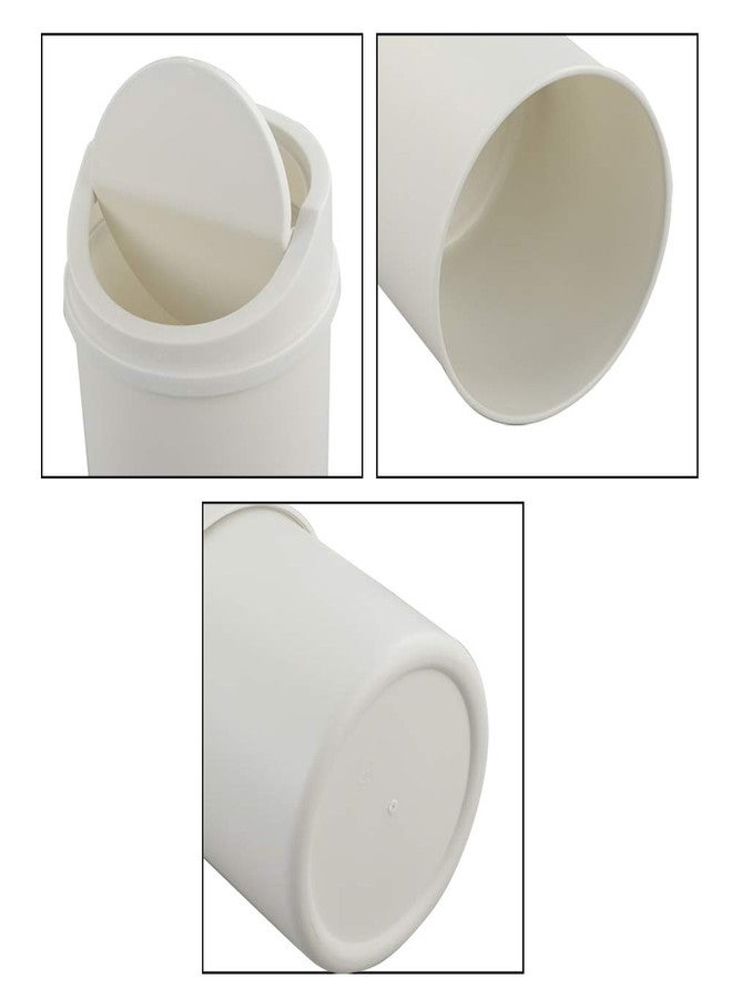 Fiazony Tiny Trash Can with Swing Lid, Plastic Desktop Mini Waste Can, White - Image 4