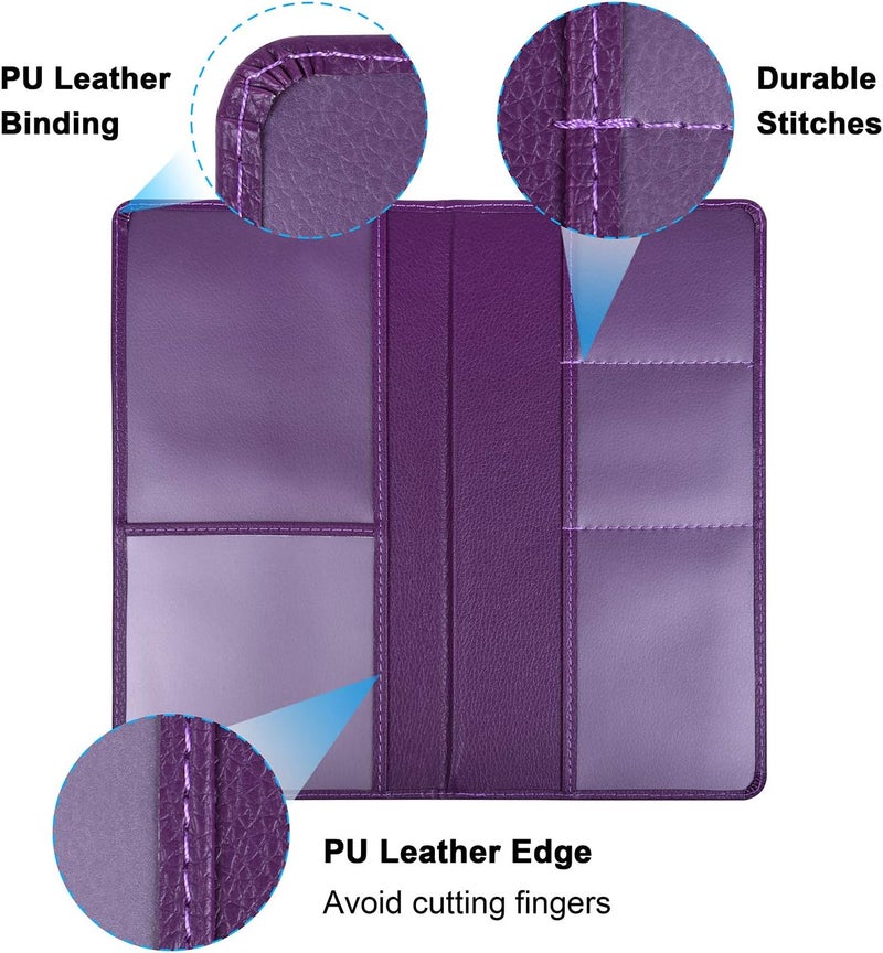 Wisdompro Car Document Holder Organiser, PU Leather Vehicle Insurance and Registration Holders Wallet Case for ID Card, Driving Licence, Key Contact Information Cards - Image 3