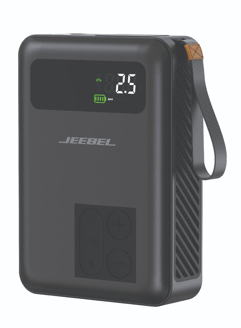 جيبيل باور بانك وضاغط هواء واشتراك سيارة JEEBEL SOLVER – بطارية 20000mAh بقدرة تشغيل 1500A وضغط 150 PSI | محطة طوارئ متكاملة للسيارة  - Image 2