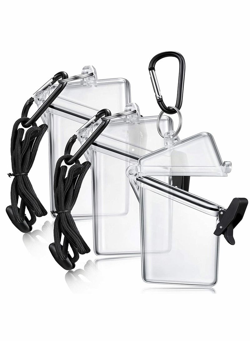 Excefore حافظة حامل بطاقة الهوية المقاومة للماء، مجموعة من 3 حاملات شارات عمودية عائمة رياضية مع حبل وسلسلة مفاتيح للبطاقات والعملات المعدنية والمال - Image 1