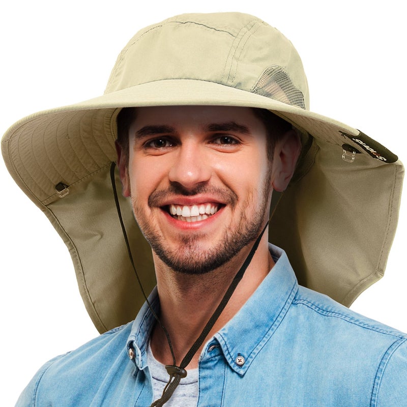 Tirrinia Neck Flap Fishing Safari Cap for Men, Wide Brim Sun Hat for Outdoor Hiking, Camping, Gardening, Lawn Field Work - Image 1