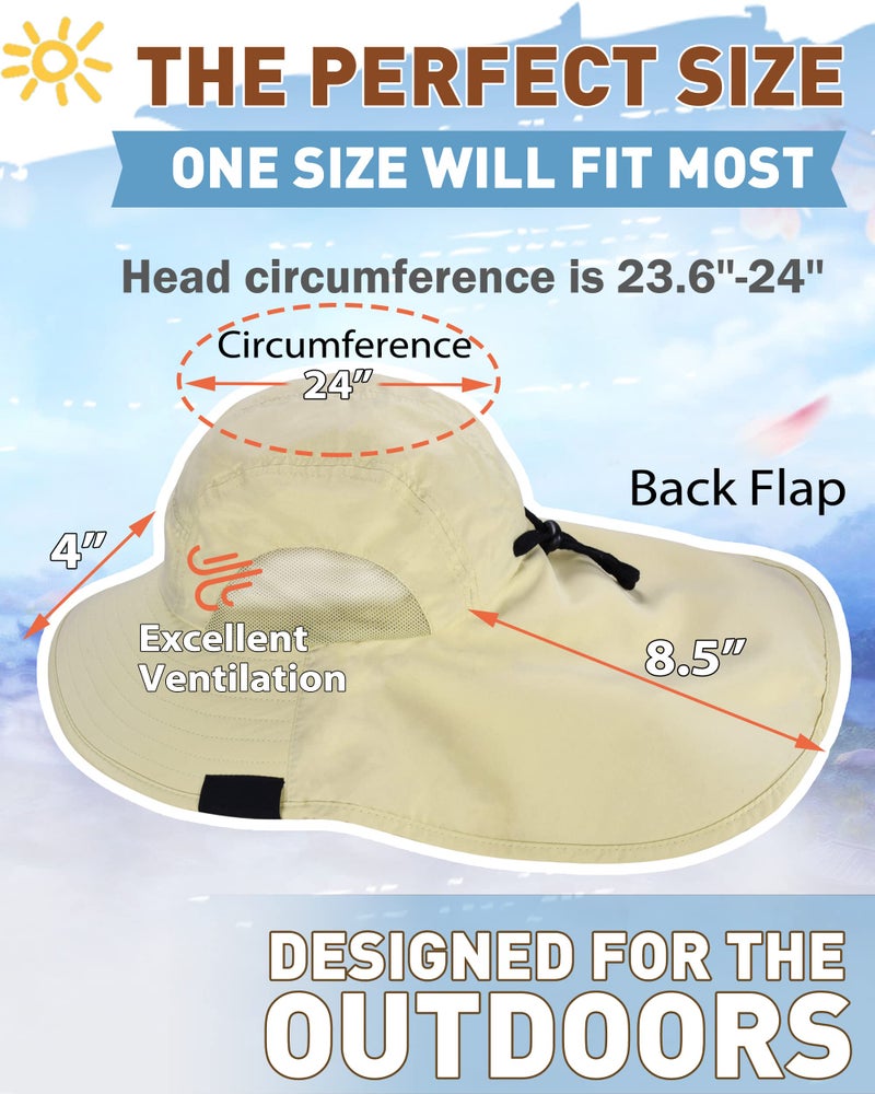 Tirrinia Neck Flap Fishing Safari Cap for Men, Wide Brim Sun Hat for Outdoor Hiking, Camping, Gardening, Lawn Field Work - Image 5