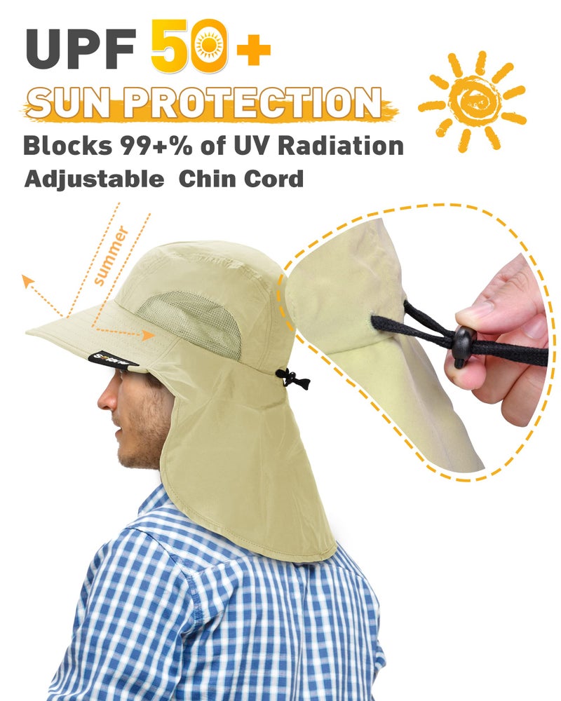 Tirrinia Neck Flap Fishing Safari Cap for Men, Wide Brim Sun Hat for Outdoor Hiking, Camping, Gardening, Lawn Field Work - Image 4