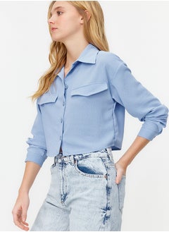 Blue Pocket Detailed Crop Aerobin Regular Fit Woven Shirt TWOSS22GO0715 - pzsku/Z699A87946F61BA037600Z/45/_/1730941422/2b6903a7-d2de-4309-af73-67b75828b6e4