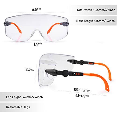 SAFEYEAR Safety Glasses For Womem & Men Over Eyeglasses Anti Fog Scratch Protective Eyewear,Ansi Z87 Approved Safety Goggles Over Glasses - Image 2