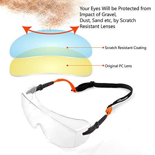 SAFEYEAR Safety Glasses For Womem & Men Over Eyeglasses Anti Fog Scratch Protective Eyewear,Ansi Z87 Approved Safety Goggles Over Glasses - Image 3