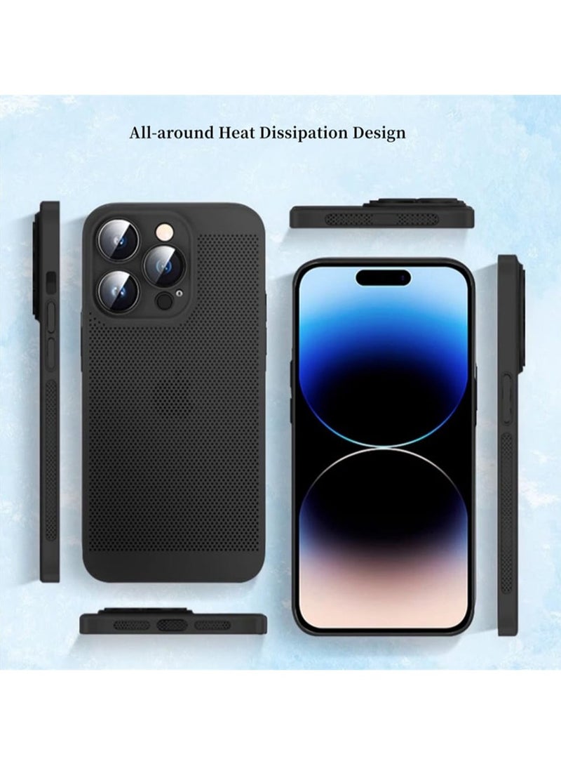 Heat Dissipation Case with Built in Camera Lens Protector Slim Fit Breathable Cooling Anti Fingerprint Hard PC Back ShockproofÂ Cover For Iphone 13 Pro Max (Black) - Image 5