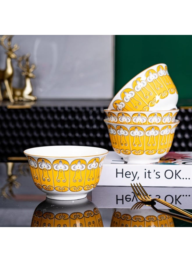 GOLD MANTIS TechPlus 12-Piece Gold Pattern Ceramic Dinnerware Set - Includes 4x 10.2-Inch Plates, 4x 8-Inch Plates, 4x 5.5-Inch Bowls | Microwave & Dishwasher Safe | Stylish Tableware Set for Elegant Dining - Image 4