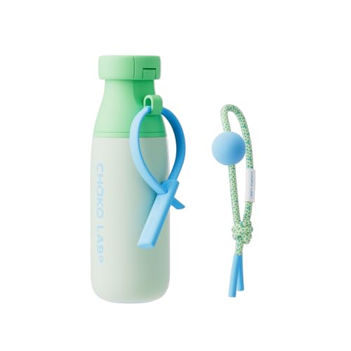 CHAKO LAB Insulated Stainless Steel Water Bottle with Two Strap BPAFree Leak Proof 17oz Bottle with Spout Lid Straw Mint Milk - Image 1