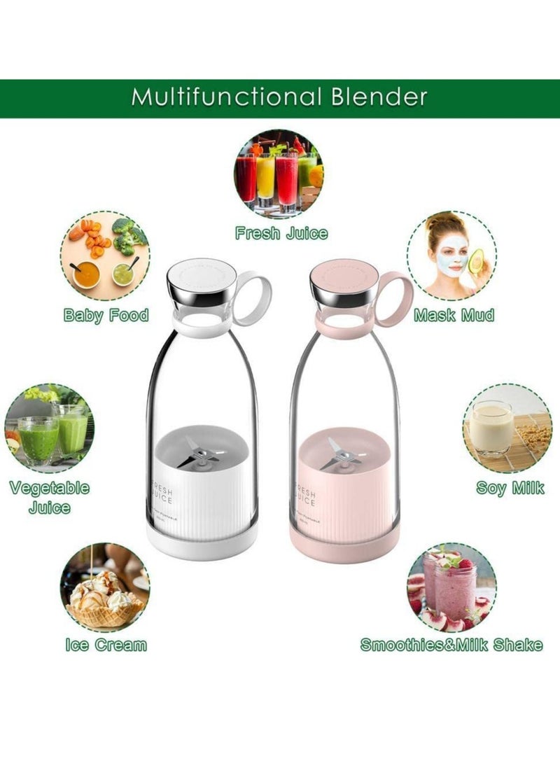 ELTRAZONE خلاط بحجم شخصي، خلاط عصير طازج صغير محمول سريع، خلاط عصير محمول قابل لإعادة الشحن عبر USB، كوب عصارة كهربائي مع 4 شفرات (أبيض) - Image 4
