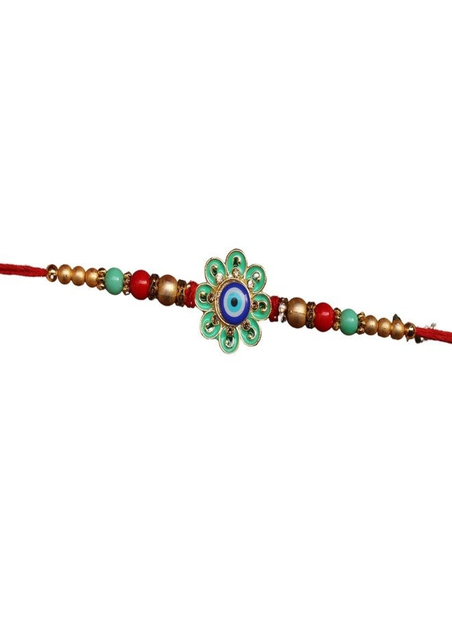 BANDHAN Evil Eye Rakhi With Green Enamel Work | raksha rakhi, Rakhi for Bhaiya - Image 1