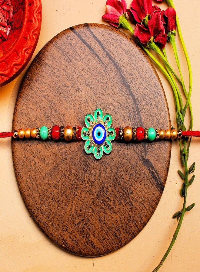 BANDHAN Evil Eye Rakhi With Green Enamel Work | raksha rakhi, Rakhi for Bhaiya - Image 5