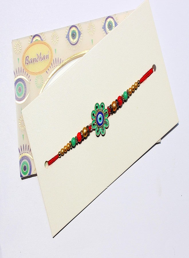 BANDHAN Evil Eye Rakhi With Green Enamel Work | raksha rakhi, Rakhi for Bhaiya - Image 4