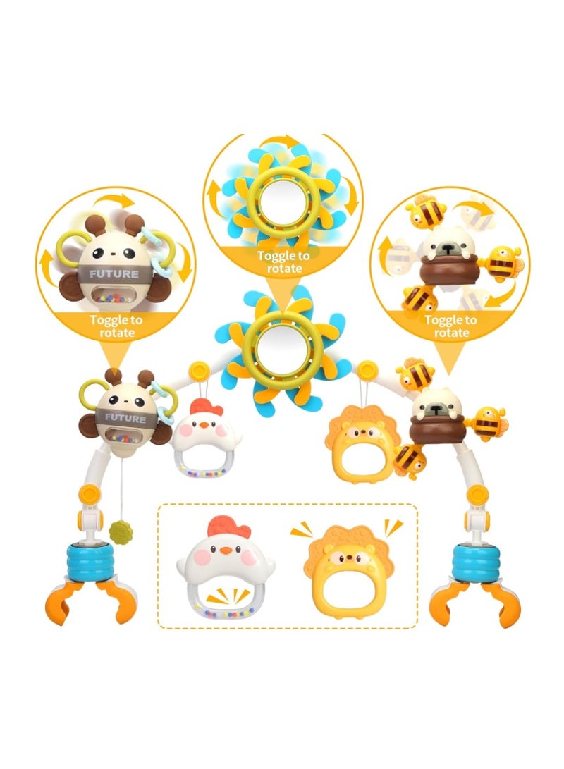 Caterbee Baby Bjorn Bouncer bar Toy, Pram Toy with Activity Travel Arch Bassinet Toys for Toddlers (Blue) - Image 5