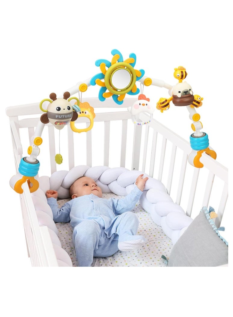 Caterbee Baby Bjorn Bouncer bar Toy, Pram Toy with Activity Travel Arch Bassinet Toys for Toddlers (Blue) - Image 1