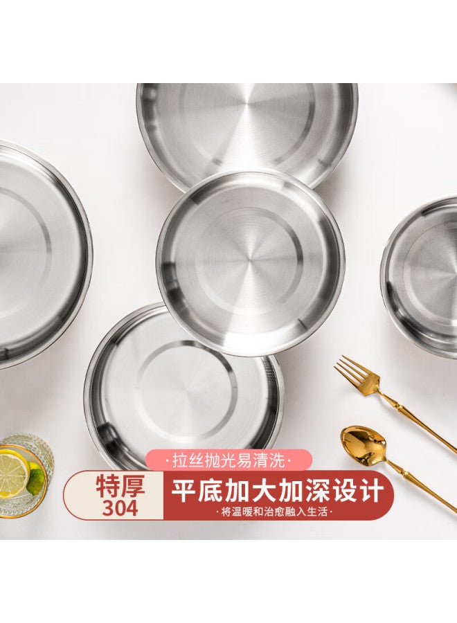 Guofeng Thickened 304 Stainless Steel Plate Dish, Deep Flat Bottom Round Plate, Heat-resistant And Shatterproof Food Bowl, 18cm - Image 4