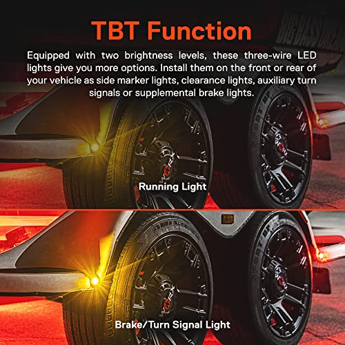 ONLINE LED STORE TRUE MODS 10pc 3/4" Inch Round Amber Trailer 12V LED Marker Light [3 Wire/DRL & Turn Signal] [DOT FMVSS 108] [SAE P2PC] [Semi-Spherical Output] [IP67 Waterproof] Small Marker Lights for Trailer Truck - Image 4