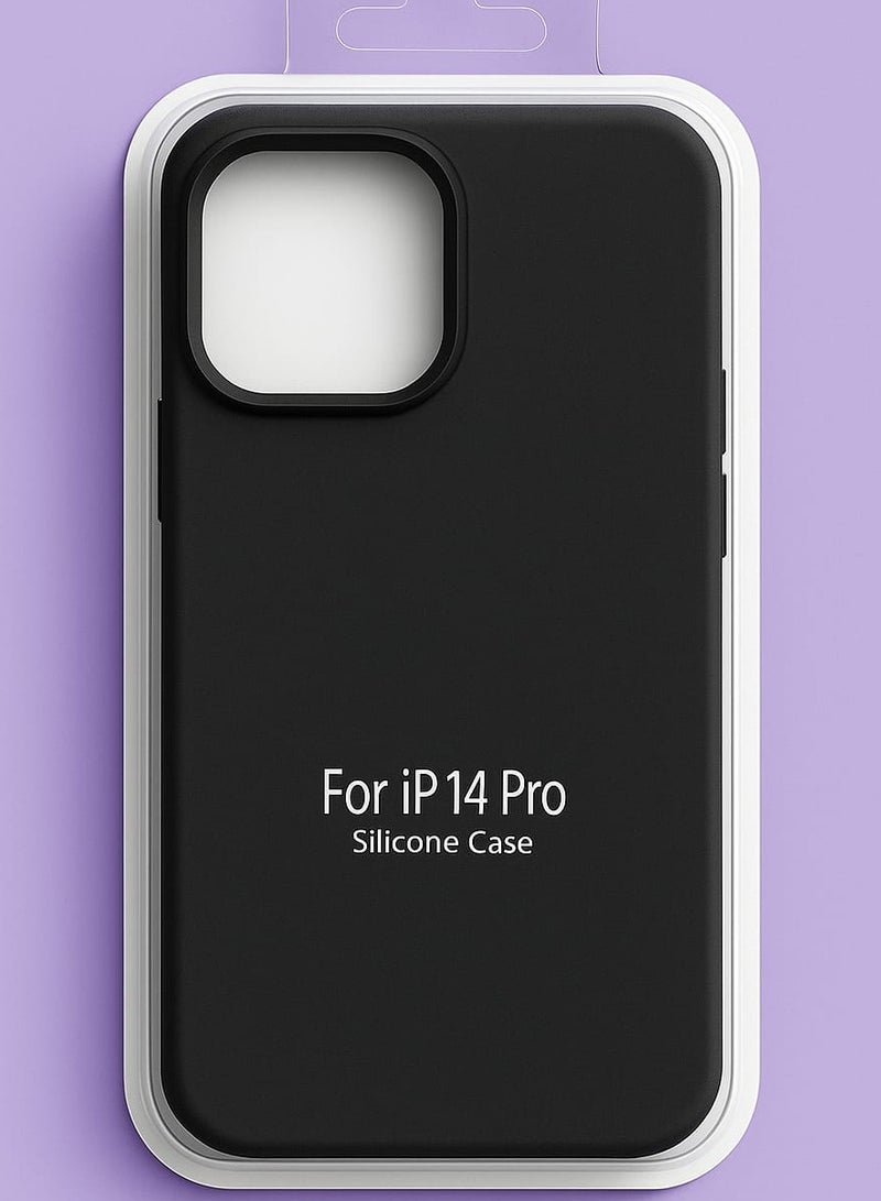 iPhone 14 Pro Silicone Case – Slim Shockproof Protective Back Cover, Soft & Lightweight, Black - Image 2