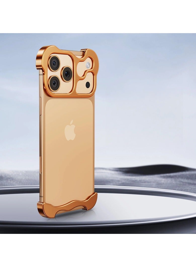 for iPhone 17 Pro Max Alien Metal Corner Cushion Phone Case Bezel-less design with lens film Wear-resistant protective cover Fits the body of the naked phone feel case
