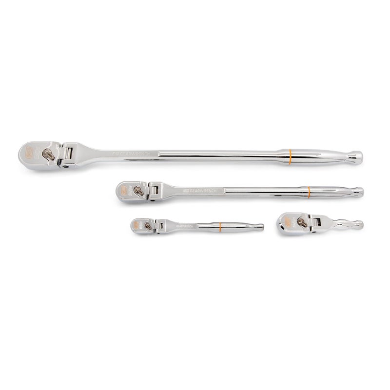 GEARWRENCH 4 Piece 1/4", 3/8", and 1/2" Drive 120XP Full Polish Flex Handle Teardrop Ratchet Set | 81230XP - Image 1