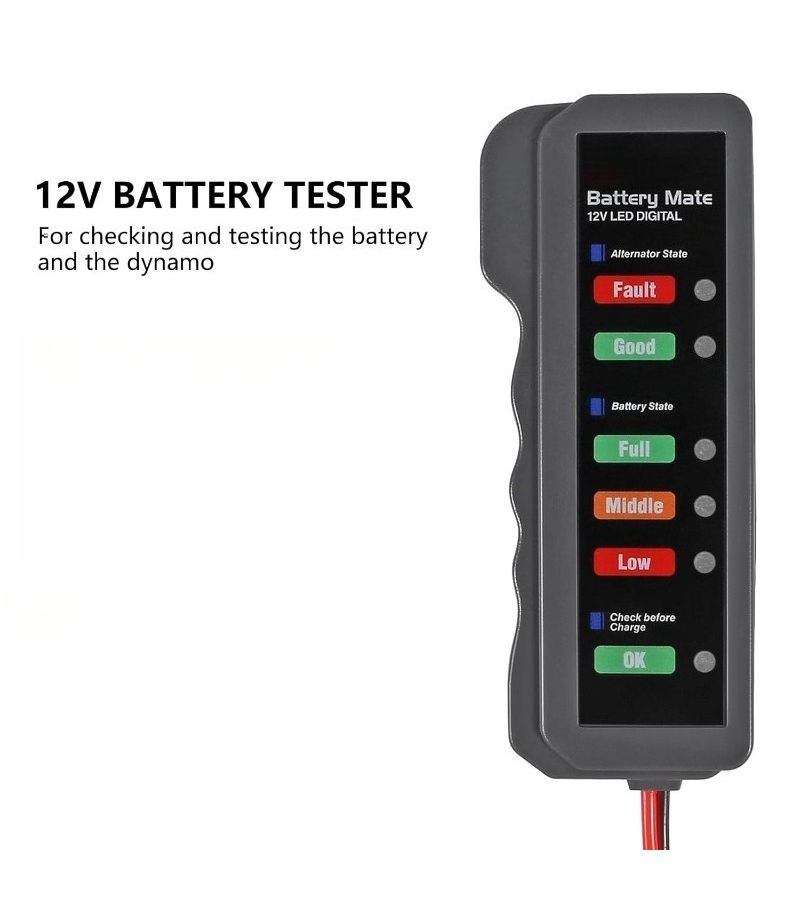 2 Pack 12V Car Battery Tester And Alternator Tester Battery Condition Alternator Charging Test LED Indication 12 Volt Auto Car Diagnostic Tool Without Battery B - Image 4