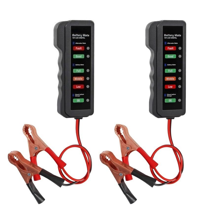 2 Pack 12V Car Battery Tester And Alternator Tester Battery Condition Alternator Charging Test LED Indication 12 Volt Auto Car Diagnostic Tool Without Battery B - Image 1