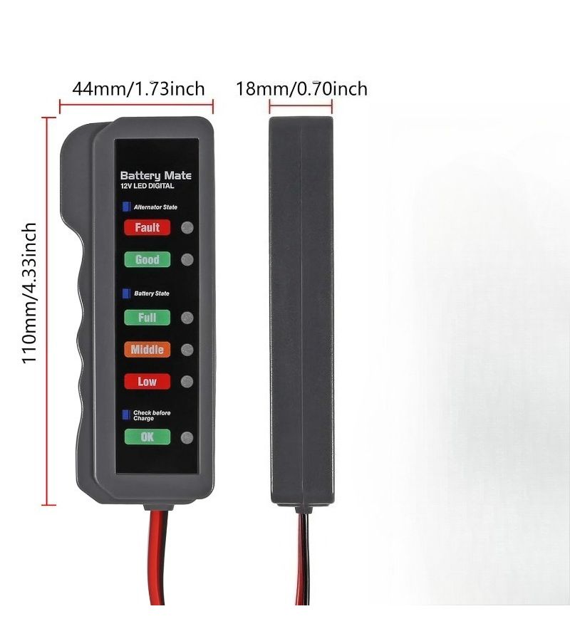 2 Pack 12V Car Battery Tester And Alternator Tester Battery Condition Alternator Charging Test LED Indication 12 Volt Auto Car Diagnostic Tool Without Battery B - Image 2