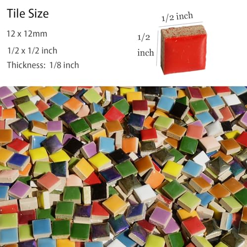 Lanyani 784 Pieces Colorful Tiny Square Ceramic Mosaic Tiles for Crafts, Glazed Porcelain Pieces Sheets for Mosaics - Image 5